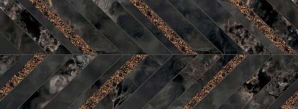 Vero Chevron Sample - Vero Chevron Graphite 13x36 Glossy Gold Ceramic Wall Décor Tile