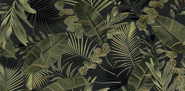 Zimba Beauty Garden Green 24x48 Gold Matte Glossy Porcelain Wall Décor Tile - Element 2 (COPY7693395)