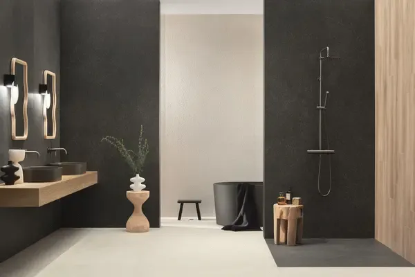 Zimba Black 32x32 Matte Stone Look Structure Porcelain Tile