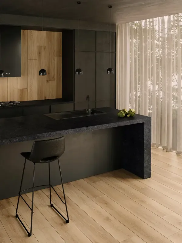 Zimba Black 48x48 Matte Stone Look Structure Porcelain Tile