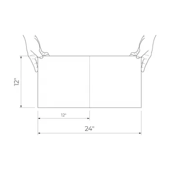 Bafia White 12x24 Semi-Matte/Glimmer Ceramic Structure Décor 2 Wall Tile shown flat with hands holding edges and dimensions marked.