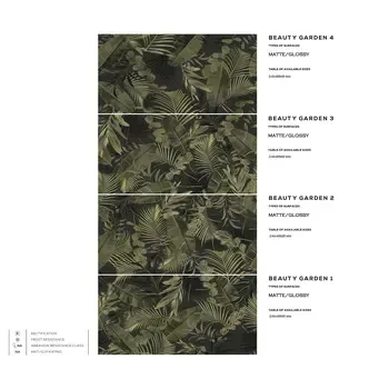 Verdura Elite Green/Gold Leaves 48x96 Matte/Glossy 4-Elements Porcelain Wall Décor Tile (Set of 4 tiles, 24x48 each) (1, 2, 3, 4)