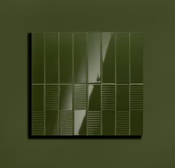 Groove Olive 3x12 Glossy Subway Wall Tile