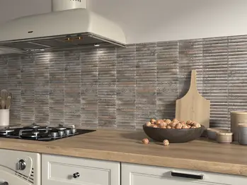 Incurve Fluted Caramel  6x12 Glossy Ceramic Wall Structure Tile