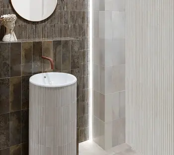 Incurve Fluted Caramel  6x12 Glossy Ceramic Wall Structure Tile