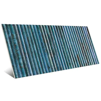 Incurve Fluted Dark Blue 6x12 Glossy Ceramic Wall Structure Tile