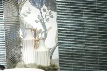 Incurve Fluted Green 6x12 Glossy Ceramic Wall Structure Tile