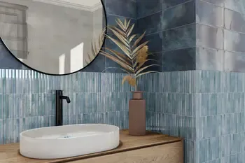 Incurve Fluted Light Blue 6x12 Glossy Ceramic Wall Structure Tile