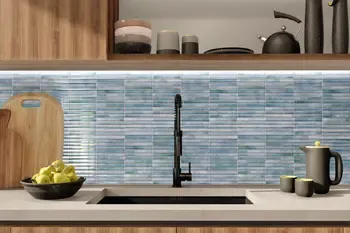 Incurve Fluted Light Blue 6x12 Glossy Ceramic Wall Structure Tile