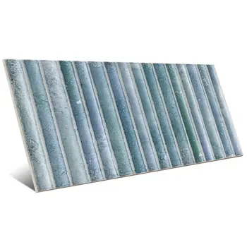 Incurve Fluted Light Blue 6x12 Glossy Ceramic Wall Structure Tile