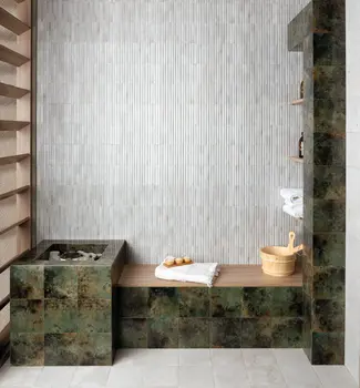 Incurve Fluted Mist White 6x12 Glossy Ceramic Wall Structure Tile