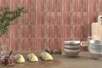 Incurve Fluted Red 6x12 Glossy Ceramic Wall Structure Tile