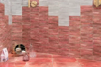 Incurve Fluted Red 6x12 Glossy Ceramic Wall Structure Tile