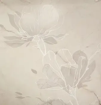 Liberte Ivory Fleur 24x30 Glossy 2-Elements Ceramic Wall Décor Tile (Set of 2 tiles, 12x30 each)