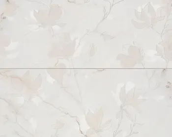 Liberte Ivory Fleur 24x30 Glossy 2-Elements Ceramic Wall Décor Tile (Set of 2 tiles, 12x30 each)