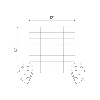 Malena Gray 12x12 Graphite Glossy with Glimmer Wall Mosaic held flat showing grid layout and dimensions.