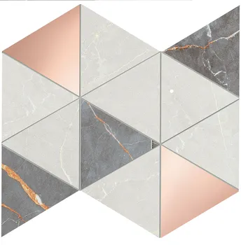 Mauritius Mix Ivory 11x13 Gray Glossy with Copper Ceramic Wall Mosaic