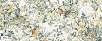Perla Birds 24x60 Semi-Matte 4-Elements Ceramic Wall Décor Tile (Set of 4 tiles, 12x30 each)