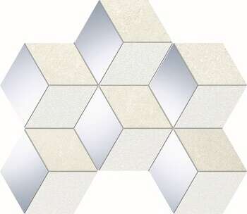 Perla White/Gray 9x11 Semi-Matte Ceramic with Polished Chrome Wall Mosaic
