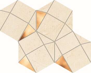 Plain Stone Beige 8x12 Matte/Glimmer Ceramic with Polished Gold Wall Mosaics
