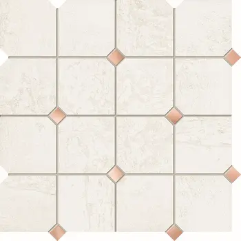Ramina White 12x12 Matte with Brushed Copper Elements Wall Mosaic