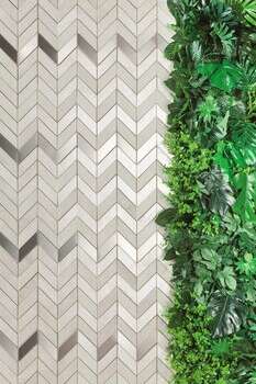 Tasmania Gray 10x12 Matte/Glossy Chevron Ceramic with Brushed Nickel Metal Wall Mosaics