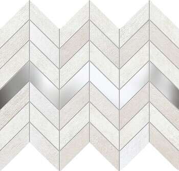 Tasmania Gray 10x12 Matte/Glossy Chevron Ceramic with Brushed Nickel Metal Wall Mosaics