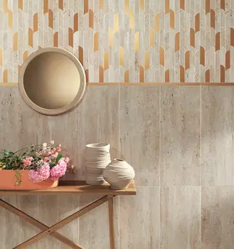 Tissue Green/Gold 11x12 Matte Travertine Look Ceramic Mosaics