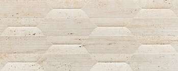 Tissue Ivory 12x30 Matte Travertine Look Ceramic Structure Wall Tile