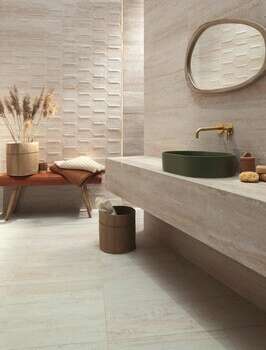 Tissue Ivory 12x30 Matte Travertine Look Ceramic Wall Tile