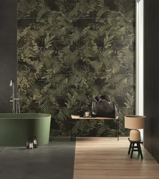 Verdura Elite Green/Gold Leaves 24x48 Matte/Glossy Porcelain Wall Décor Tile - Element 4